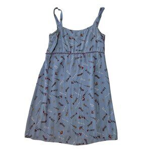 Vintage Sareet Blue Sundress With Beach Print women’s Medium 1715